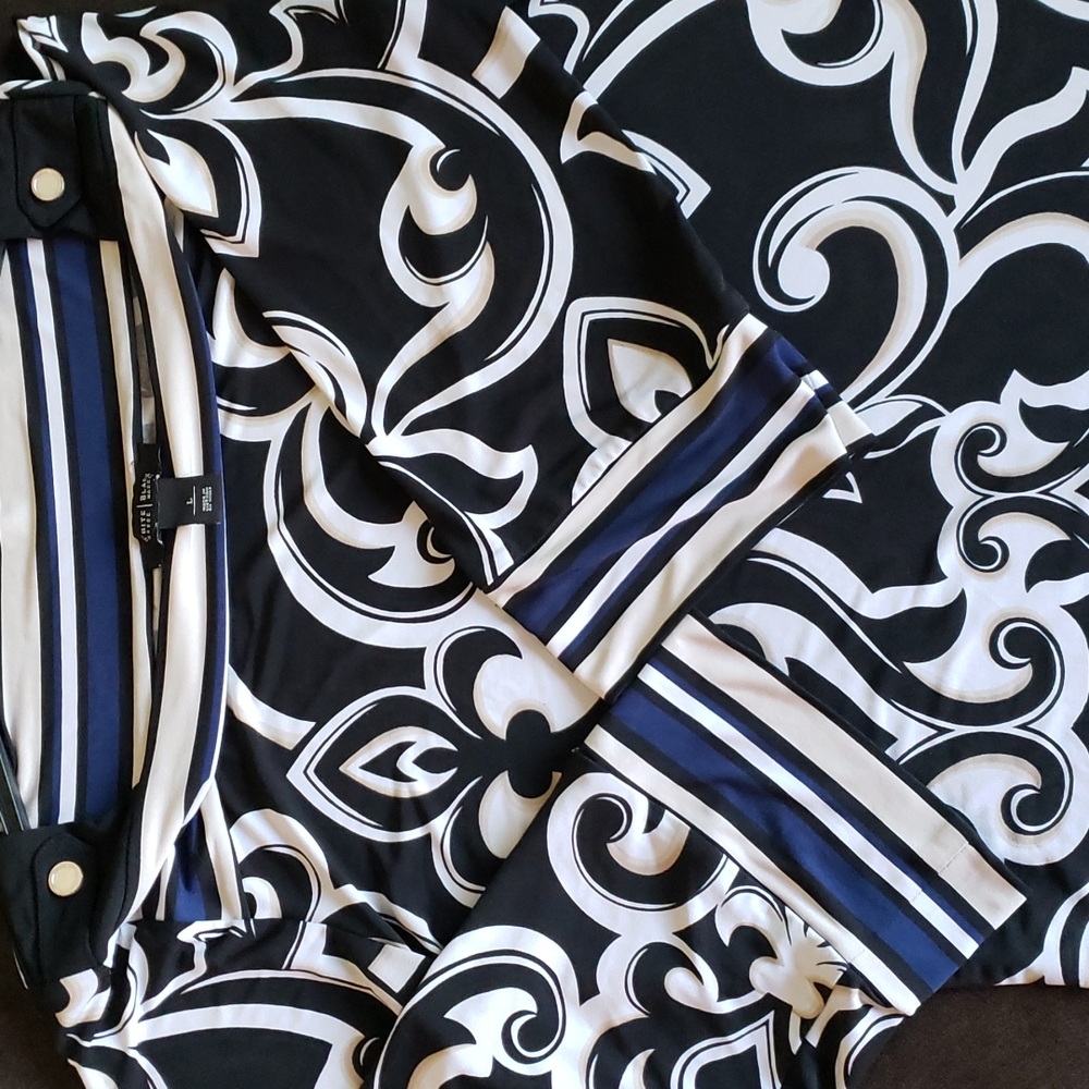 White House Black Market Jersey Dress Size Large Black Paisley - Picture 3 of 3